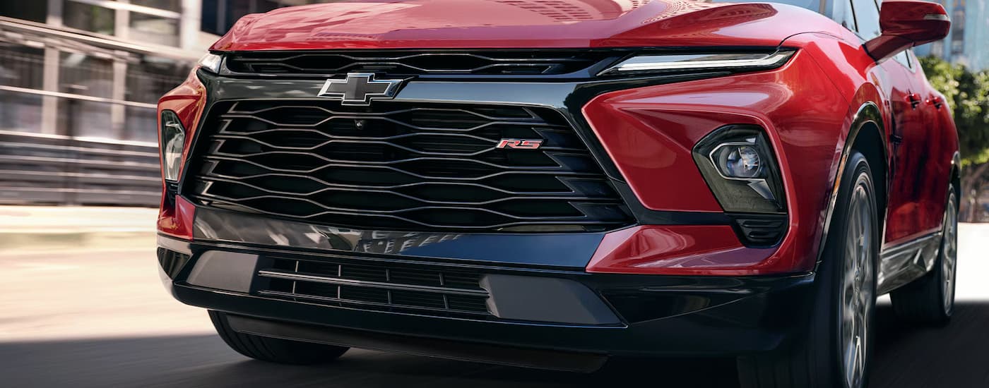 Front of a red 2026 Chevy Blazer