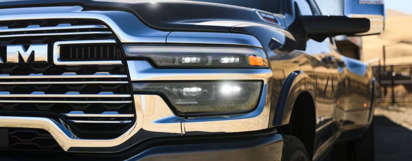 Headlight on a black 2026 Ram 3500