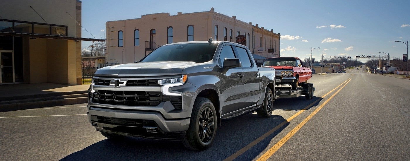 A grey 2026 Chevy Silverado 1500 for sale near Lexington from the front.