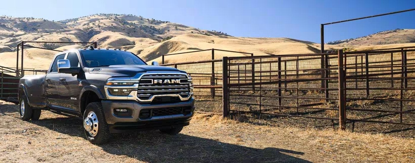 A grey 2025 Ram 3500 after leaving a Ram dealer near North Platte.
